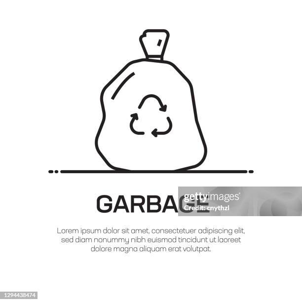 illustrations, cliparts, dessins animés et icônes de garbage vector line icon - simple thin line icon, élément de conception de qualité supérieure - sac poubelle