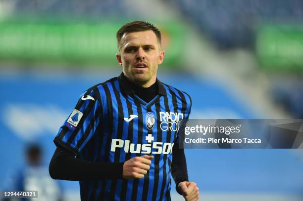 Josip Ilicic, of Atalanta BC in action during the Serie A match between Atalanta BC and US Sassuolo at Gewiss Stadium on January 3, 2021 in Bergamo,...