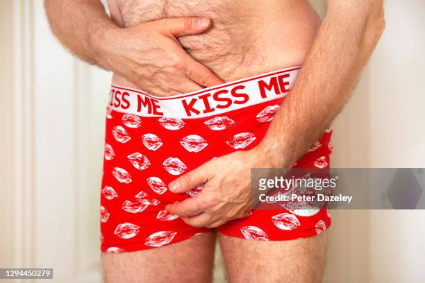 valentine surprise, man in boxer shorts - genital herpes stock pictures, royalty-free photos & images