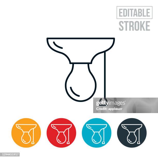 light bulb in light socket thin line icon - editable stroke - light fitting stock illustrations