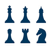 Chess piece icons set.