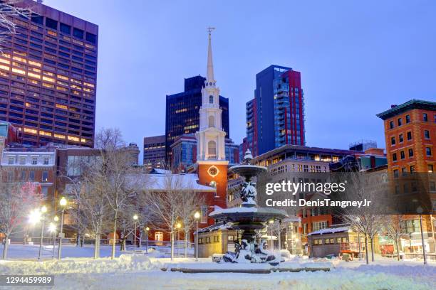 winter in downtown boston - boston winter stock pictures, royalty-free photos & images