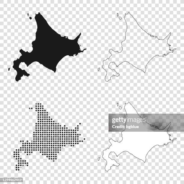 ilustrações, clipart, desenhos animados e ícones de mapas hokkaido para design - preto, contorno, mosaico e branco - hokkaido