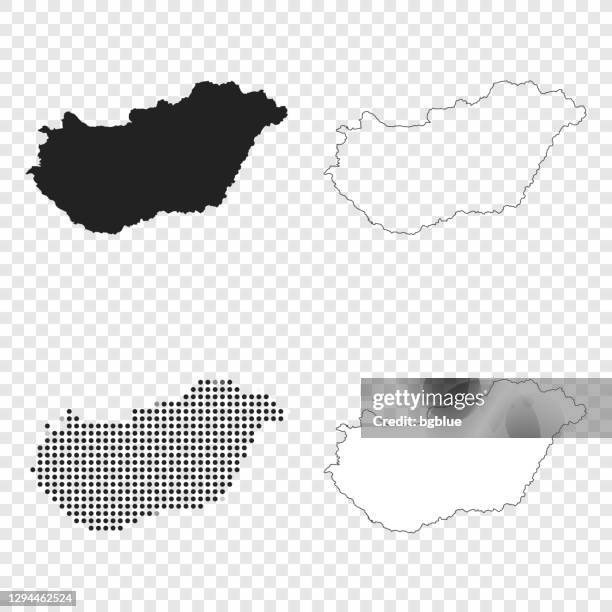 hungary maps for design - black, outline, mosaic and white - hungary map stock illustrations