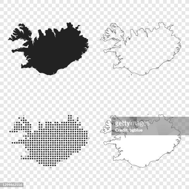 アイスランドのデザインマップ - 黒、アウトライン、モザイク、ホワイト - レイキャビク点のイラスト素材／クリップアート素材／マンガ素材／アイコン素材