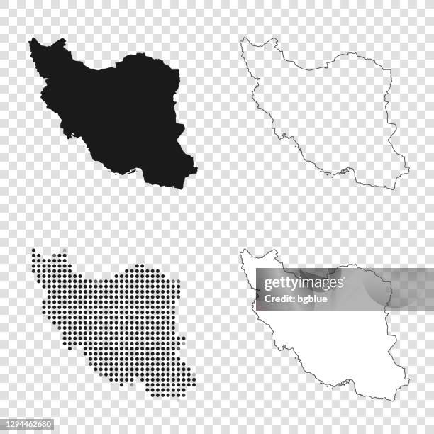 iran maps for design - black, outline, mosaic and white - tehran stock illustrations