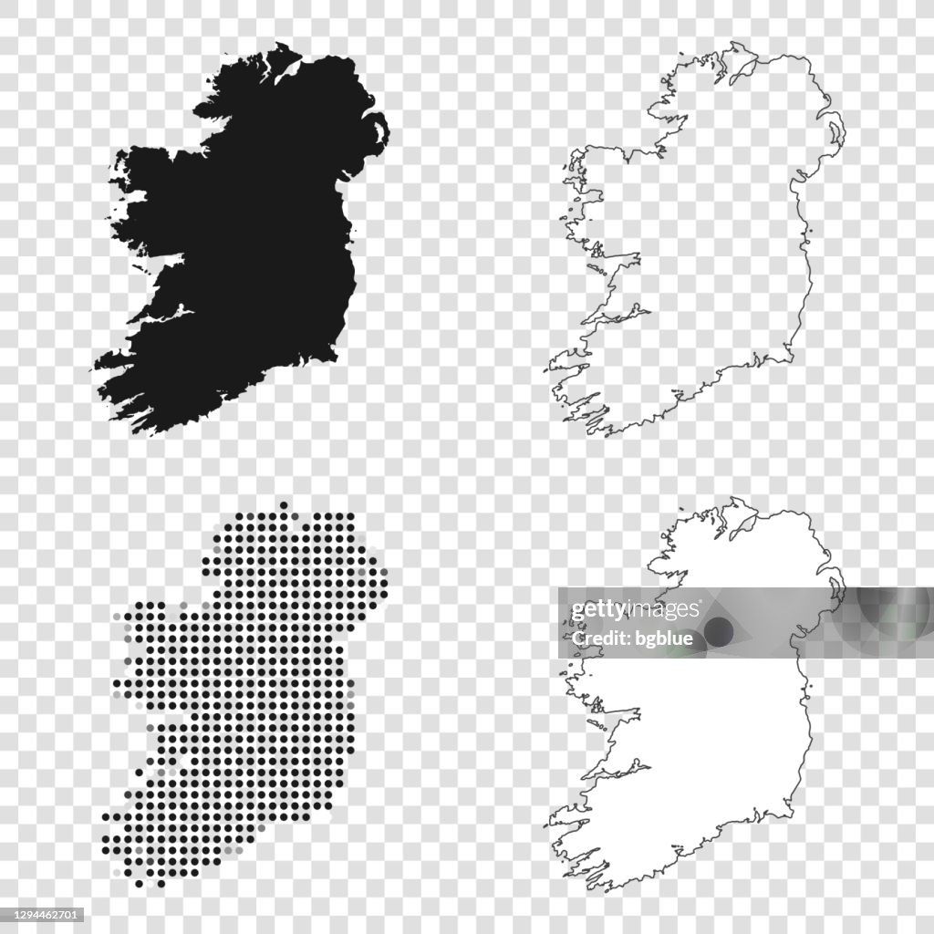 Mapas da Irlanda para design - Preto, contorno, mosaico e branco