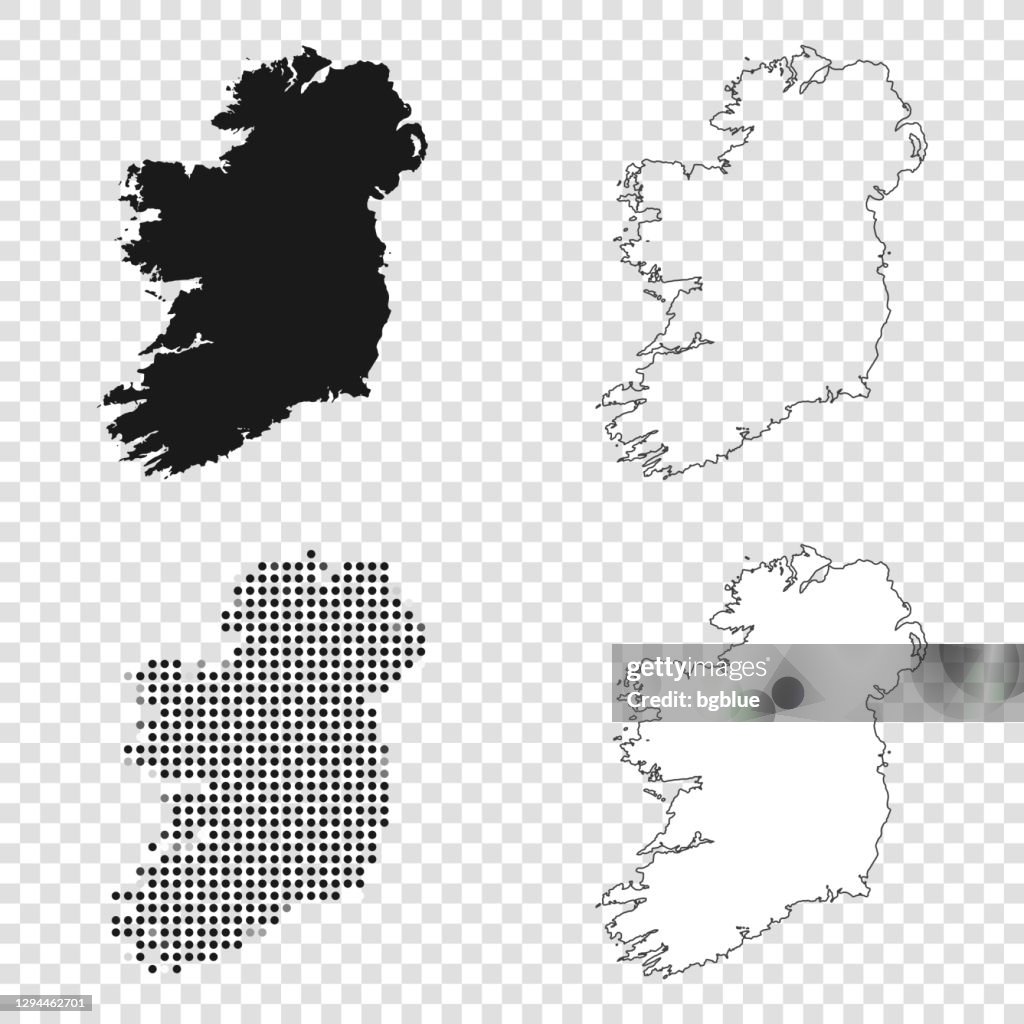 Ireland maps for design - Black, outline, mosaic and white