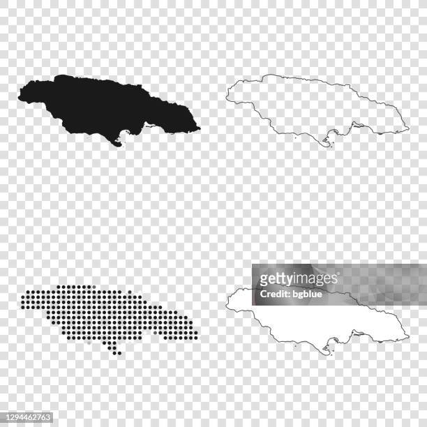 jamaika-karten für design - schwarz, umriss, mosaik und weiß - jamaica stock-grafiken, -clipart, -cartoons und -symbole