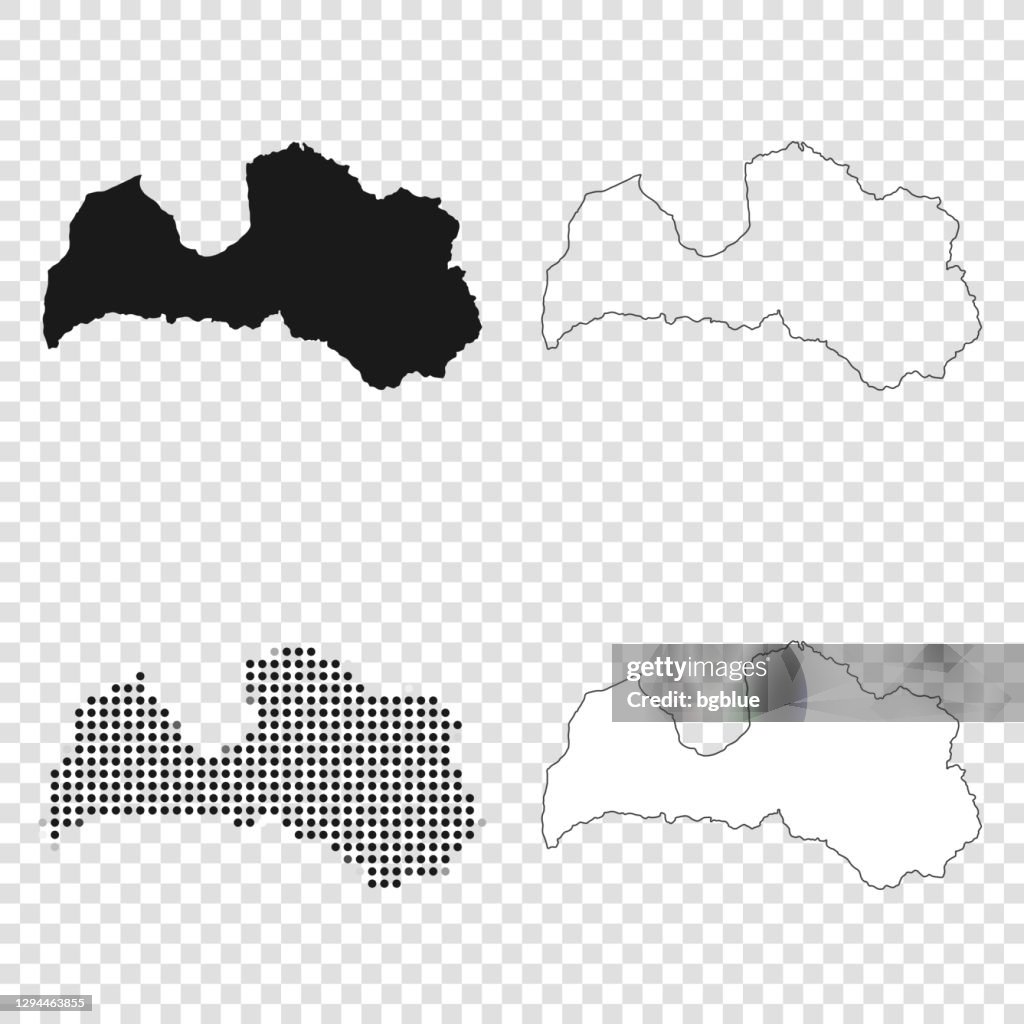 Mapas de Letonia para el diseño - Negro, contorno, mosaico y blanco