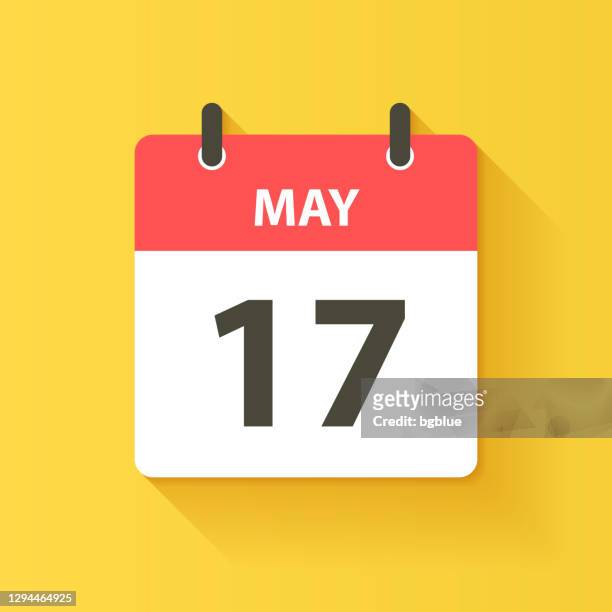 illustrazioni stock, clip art, cartoni animati e icone di tendenza di 17 maggio - icona calendario giornaliero in stile flat design - calendario