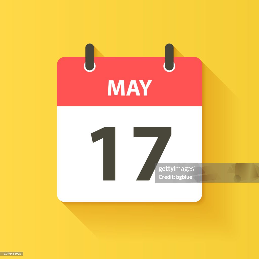 May 17 - Daily Calendar Icon in flat design style