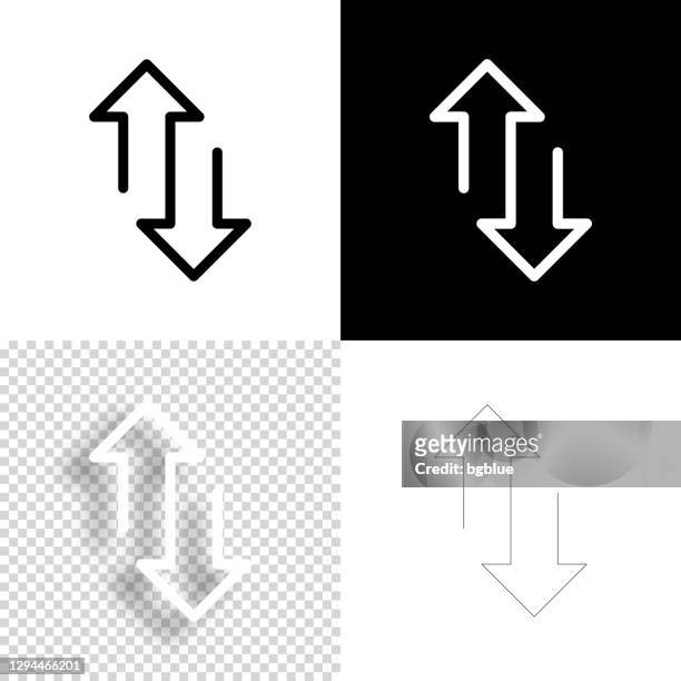 up and down transfer arrows. icon for design. blank, white and black backgrounds - line icon - contrasts stock illustrations