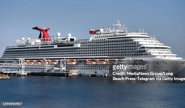 The Carnival Panorama cruise ship docked in Long Beach on Monday, January 4, 2021.