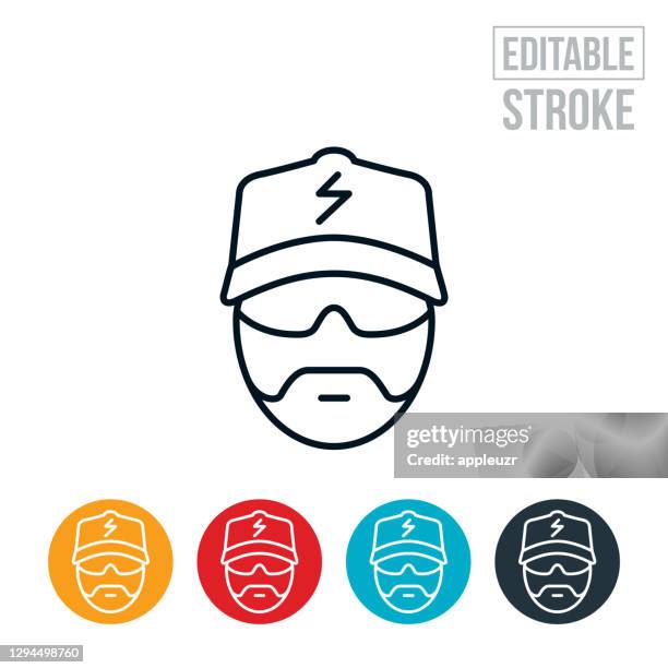 electrician thin line icon - editable stroke - electrical engineer stock illustrations