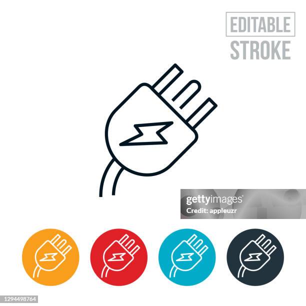 electrical plug thin line icon - editable stroke - electrical plug stock illustrations
