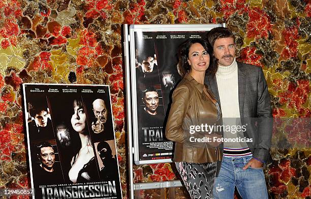 Actress Maria Grazia Cucinotta and actor Fabio Fulco attend a photocall for 'Transgression' at Palafox Cinema on October 17, 2011 in Madrid, Spain.