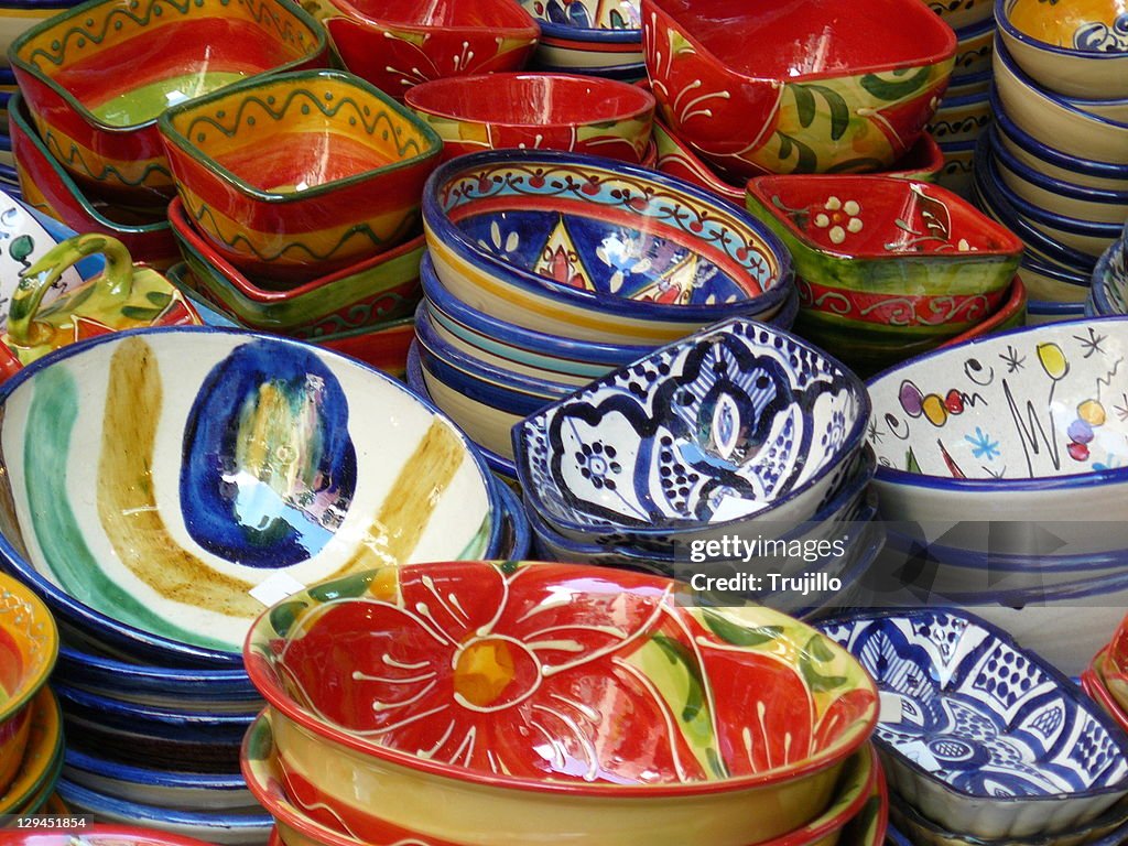 Colorful flower pattern bowls.