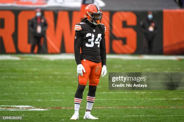 Robert Jackson of the Cleveland Browns looks on during the second quarter against the Pittsburgh Steelers at FirstEnergy Stadium on January 03, 2021...