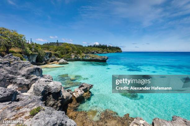 pede bay lagoon new caledonia maré island tadine bay - lifou stock pictures, royalty-free photos & images