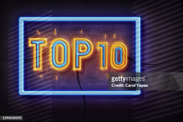 top 10 text in neon style - generation x foto e immagini stock