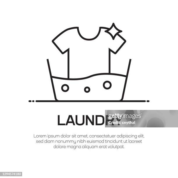 laundry vector line icon - simple thin line icon, premium quality design element - empty laundry basket stock illustrations