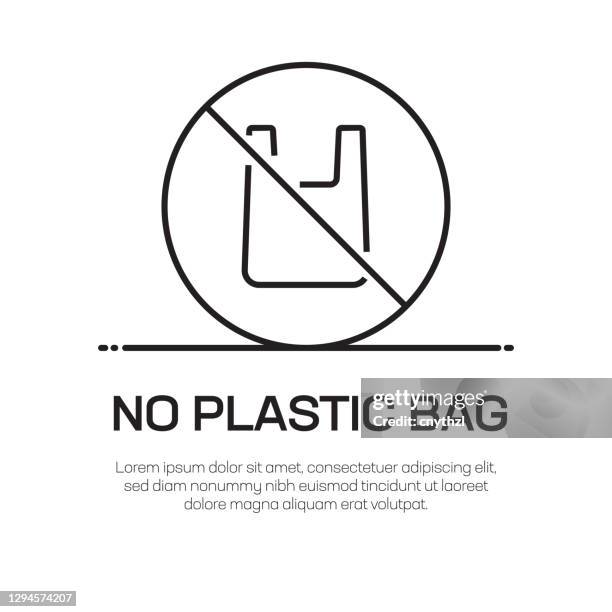 no plastic bag vector line icon - simple thin line icon, premium quality design element - reusable plastic stock illustrations