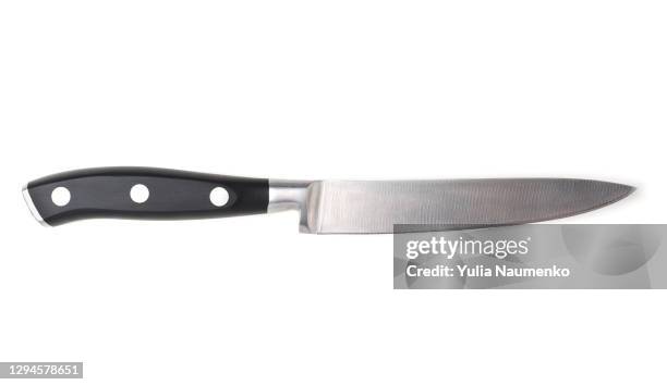 a kitchen knife on white background. isolated. - serrated knife stock pictures, royalty-free photos & images