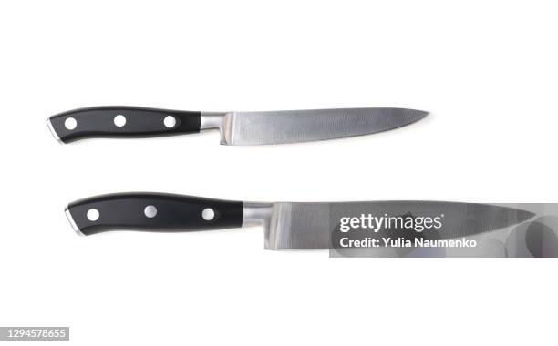 a kitchen knife on white background. isolated. - kitchen knife bildbanksfoton och bilder