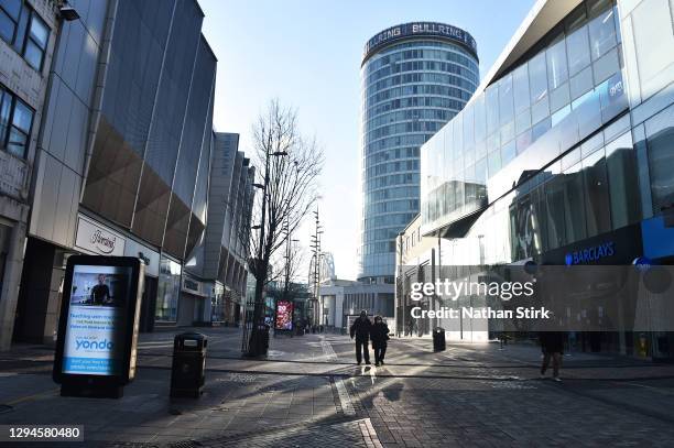 Deserted Bull Ring shopping centre in Birmingham during the nationwide lockdown on January 05, 2021 in Birmingham, England. British Prime Minister...