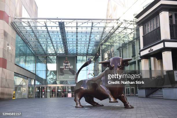 Deserted Bull Ring shopping centre in Birmingham during the nationwide lockdown on January 05, 2021 in Birmingham, England. British Prime Minister...