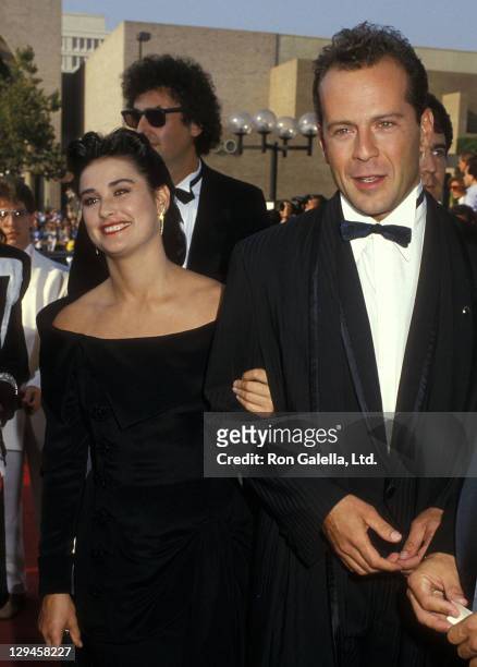 Actress Demi Moore and actor Bruce Willis attend the 39th Annual Primetime Emmy Awards on September 20, 1987 at the Pasadena Civic Auditorium in...