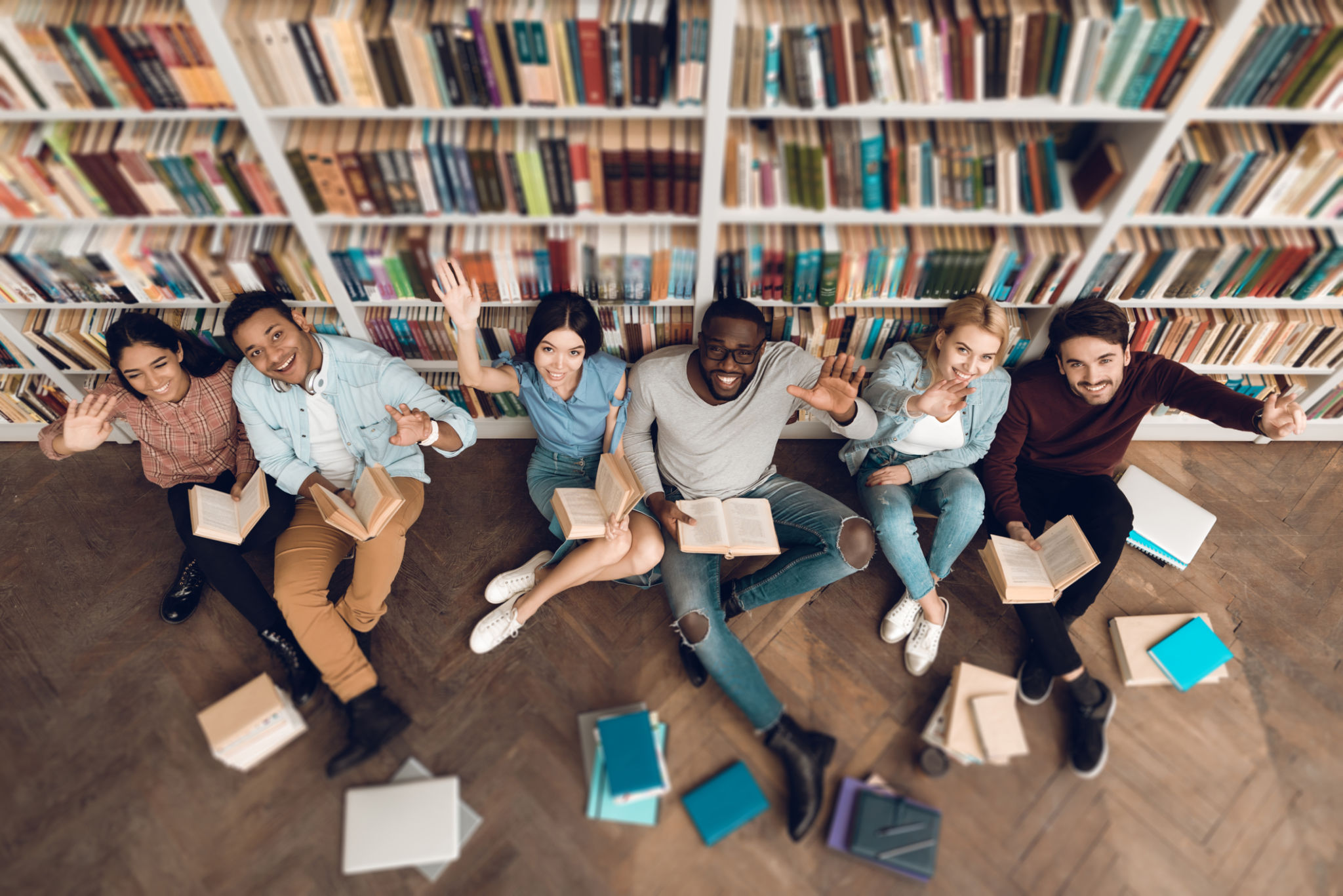 bookshelf with diverse authors
