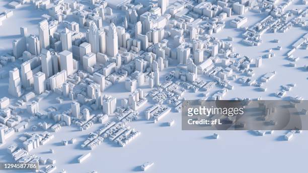 虛擬城市天際線 - stadsdeel stockfoto's en -beelden