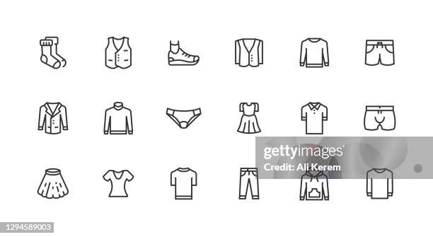 stockillustraties, clipart, cartoons en iconen met broek, jurk, shirt, t-shirt, schoenen icoon ontwerp - pantalon