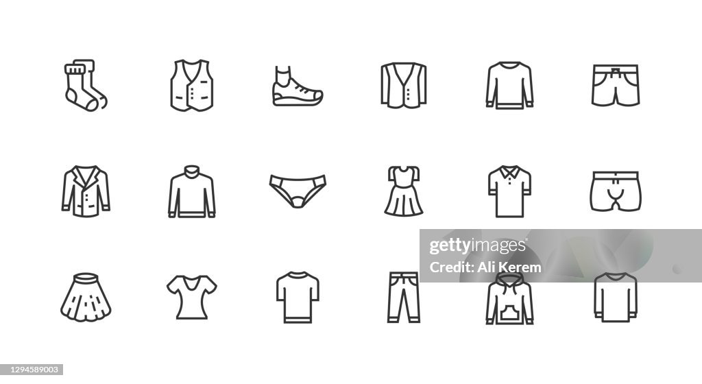 Pant, Dress, Shirt, T-Shirt, Shoes Icon Design