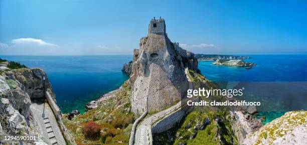 the "tremiti islands" archipelago - the fortified abbey of "santa maria del mare" - isole tremiti stock pictures, royalty-free photos & images