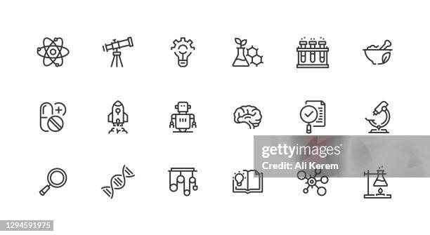 science, chemistry, innovation, astronomy, atom, experiement icon design - robotics lab stock illustrations