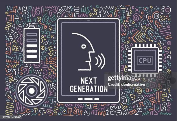next generation hand drawn graphic designs - using smart speaker stock illustrations