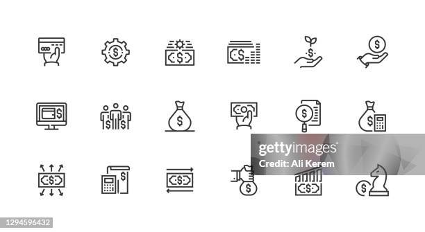 finanzen, zahlung, anlagestrategie, ausgaben, buchhaltung, crowd funding icons - cost management stock-grafiken, -clipart, -cartoons und -symbole