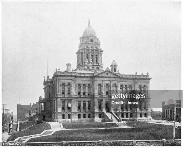 ilustrações, clipart, desenhos animados e ícones de fotografia antiga: palácio da justiça, omaha, nebraska - omaha