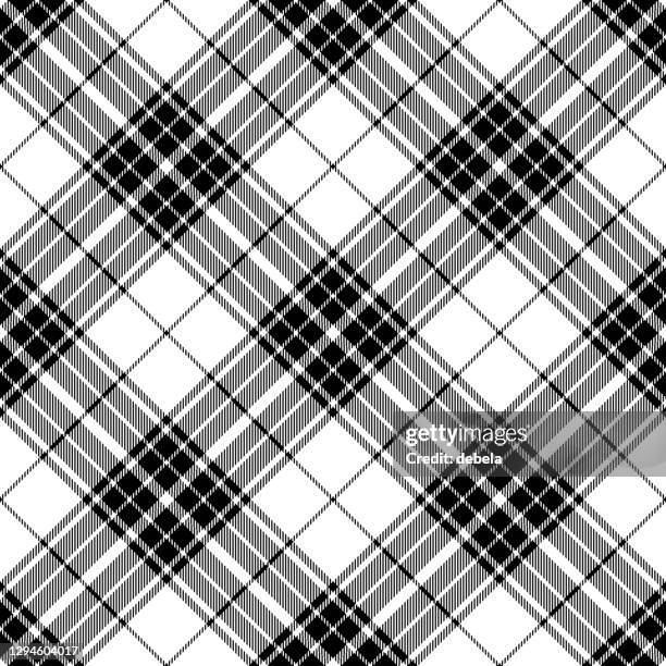 black and white argyle scottish tartan plaid textile pattern - argyle stock illustrations