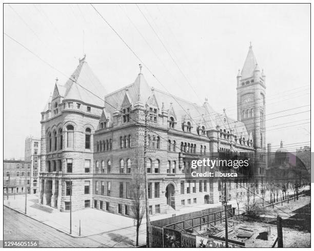 antique photograph: town hall, cincinnati, ohio - cincinnati stock illustrations