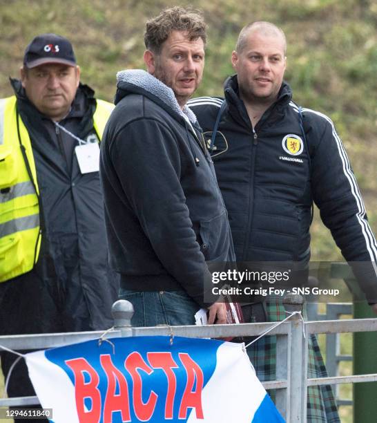 V SCOTLAND U21 .DAUGAVA - LATVIA.The father of Scotland's Oliver McBurnie watches from the sidelines.