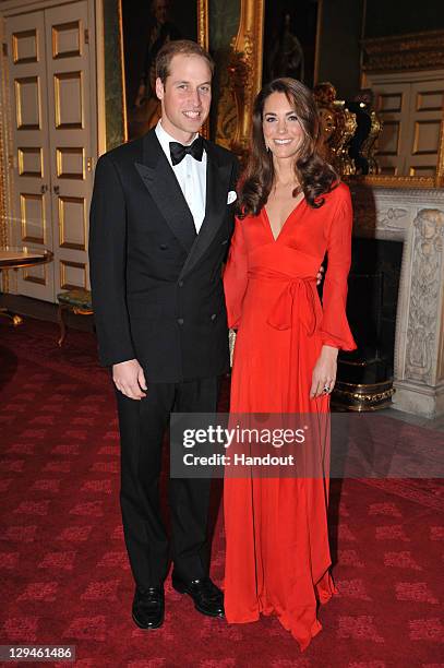 In this handout provided by Clarence House, Prince William, Duke of Cambridge and Catherine, Duchess of Cambridge attend a fundraising Gala organised...