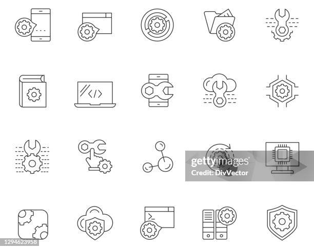 configuration icon set - calibration stock illustrations