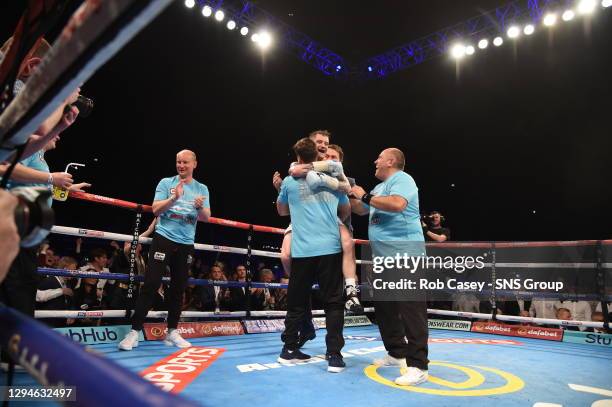 Ricky BURNS v Michele DI ROCCO .GLASGOW .Ricky Burns celebrates after he knocks out Michele Di Rocco