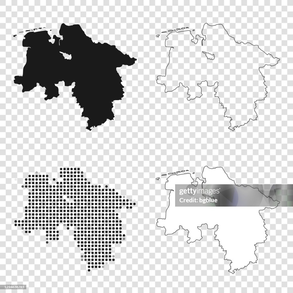 Lower Saxony maps for design - Black, outline, mosaic and white