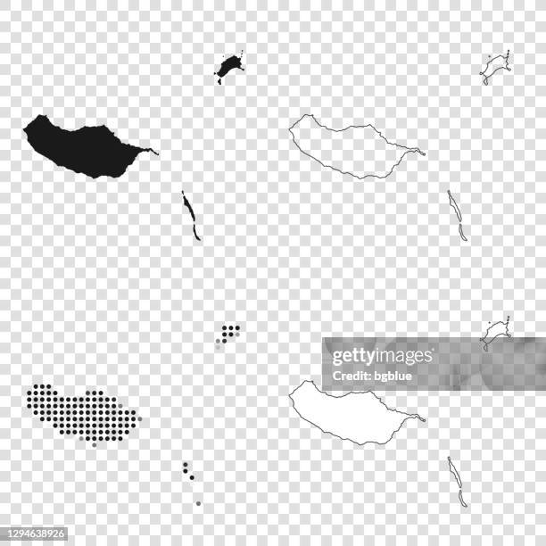 madeira islands maps for design - black, outline, mosaic and white - madeira stock illustrations