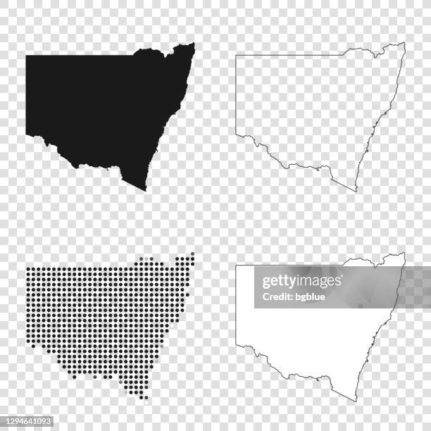 ilustraciones, imágenes clip art, dibujos animados e iconos de stock de mapas de diseño de nueva gales del sur - negro, contorno, mosaico y blanco - nueva gales del sur